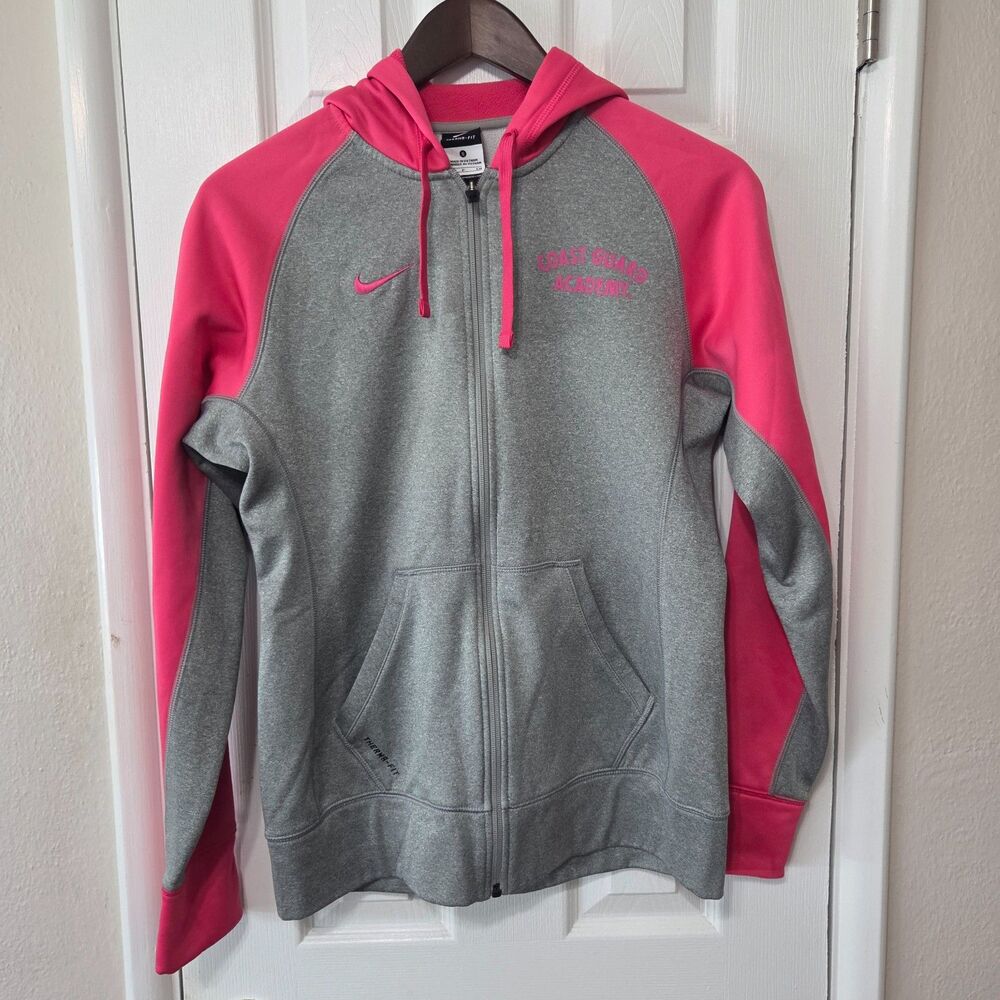 Nike Coast Guard Academy Hoodie S Gray Pink Therma Fit Full Zip Sweatshirt